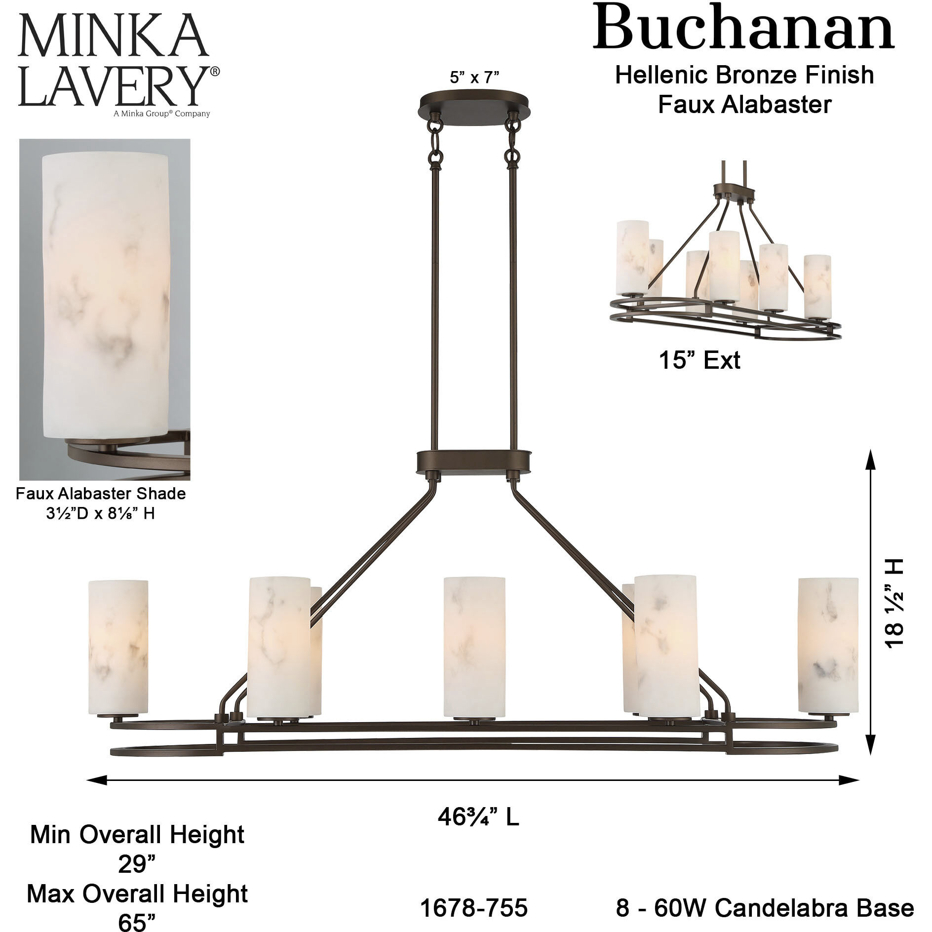 Buchanan 8 Light Hellenic Bronze Island Light Ceiling Light